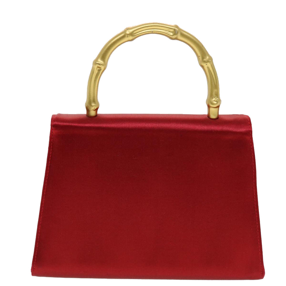 Gucci Bamboo Hand Bag Satin Red 005 781 0265 41378