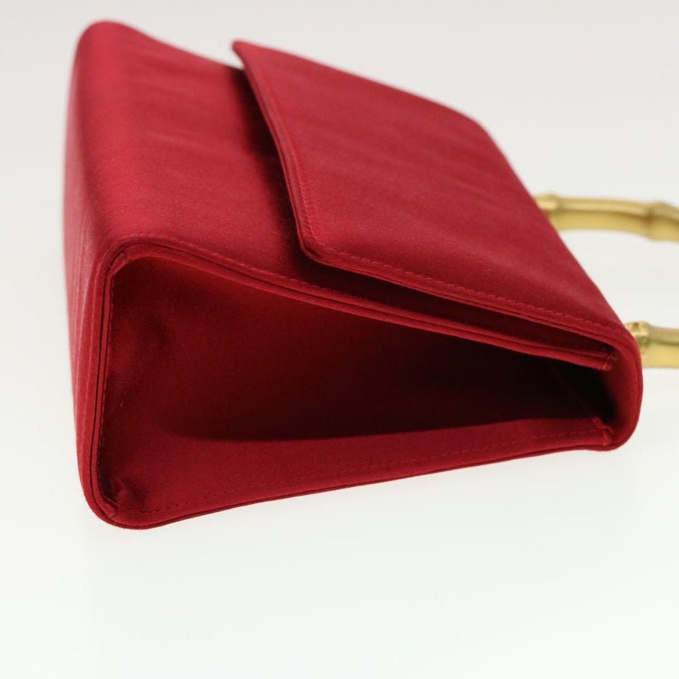 Gucci Bamboo Hand Bag Satin Red 005 781 0265 41378
