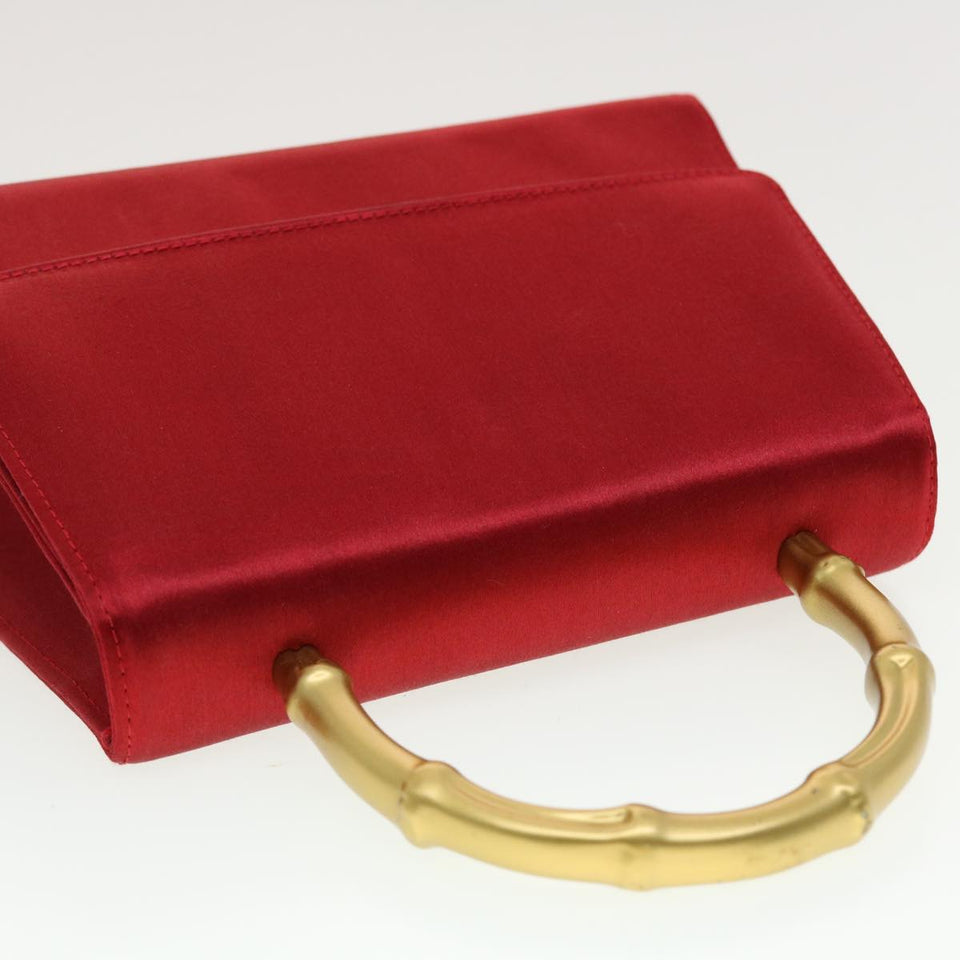 Gucci Bamboo Hand Bag Satin Red 005 781 0265 41378