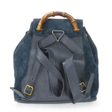 Gucci Backpack 003.58.0016 Suede, Leather Navy Bamboo Women