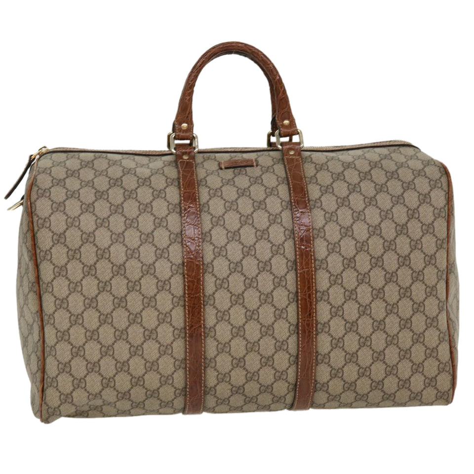 Gucci GG Canvas Boston Bag PVC Leather Beige 206501 42086