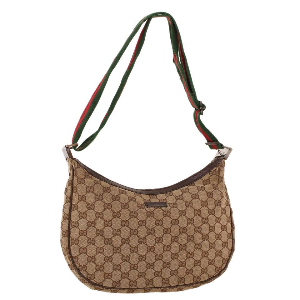 Gucci GG Canvas Web Sherry Line Shoulder Bag Beige Red Green 122790 42089