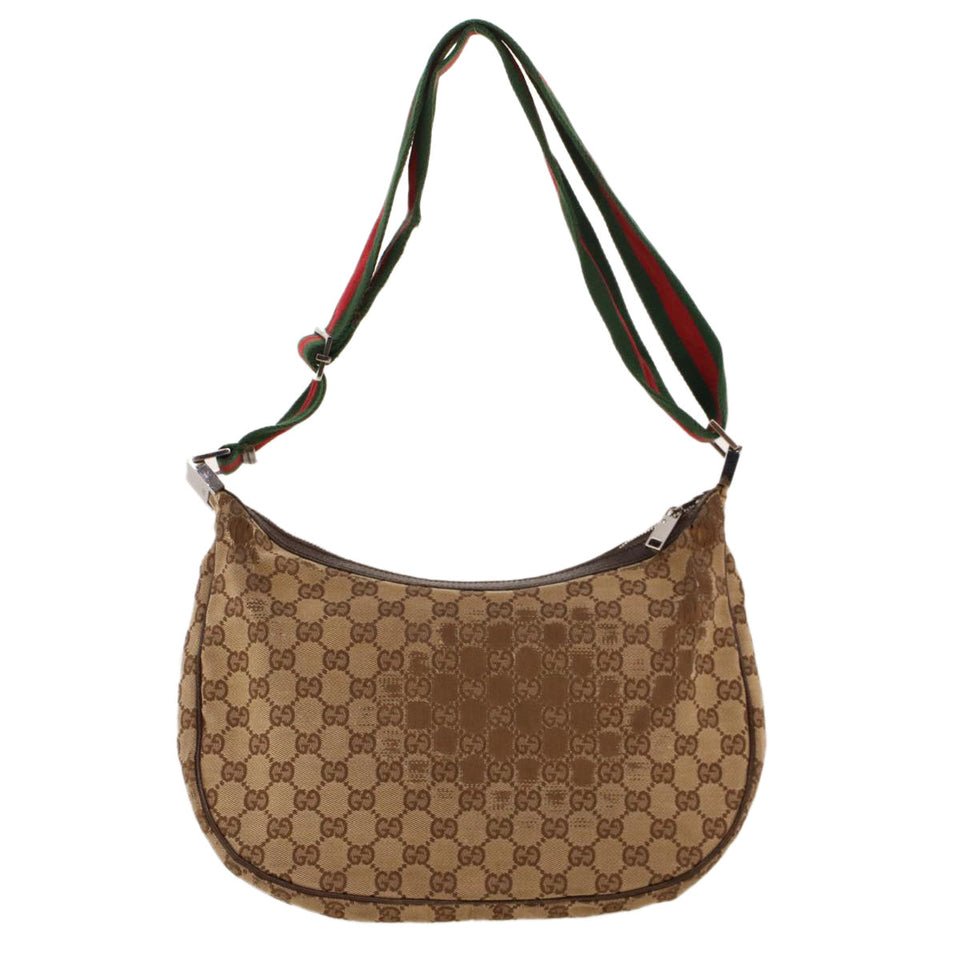 Gucci GG Canvas Web Sherry Line Shoulder Bag Beige Red Green 122790 42089