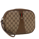 Gucci GG Canvas Web Sherry Line Clutch Bag Beige Red Green 8901034 42098