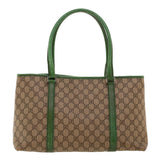 Gucci GG Canvas Tote Bag PVC Leather Beige Green 42102