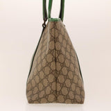 Gucci GG Canvas Tote Bag PVC Leather Beige Green 42102