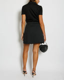 Louis Vuitton Black Mini Skirt with Gold Buttons and Logo Patch Detailing Size FR 38 (UK 10)