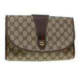 Gucci GG Canvas Web Sherry Line Clutch Bag PVC Leather Beige Red 42430