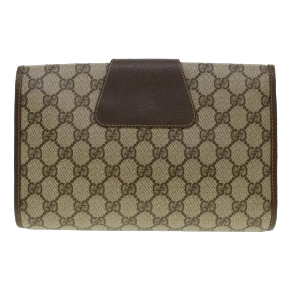 Gucci GG Canvas Web Sherry Line Clutch Bag PVC Leather Beige Red 42430