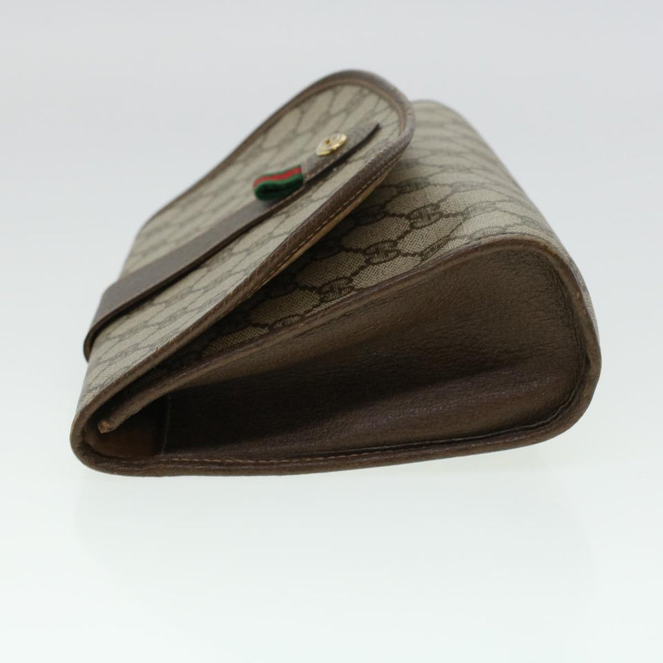 Gucci GG Canvas Web Sherry Line Clutch Bag PVC Leather Beige Red 42430