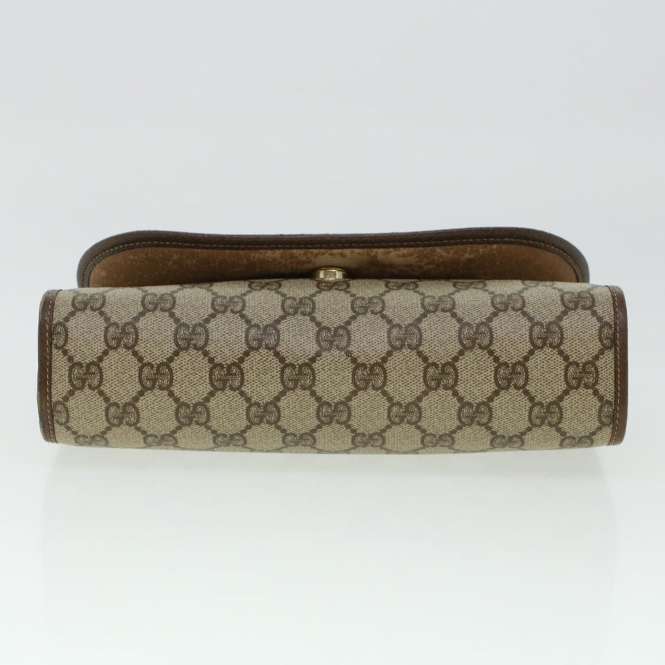 Gucci GG Canvas Web Sherry Line Clutch Bag PVC Leather Beige Red 42430