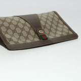 Gucci GG Canvas Web Sherry Line Clutch Bag PVC Leather Beige Red 42431