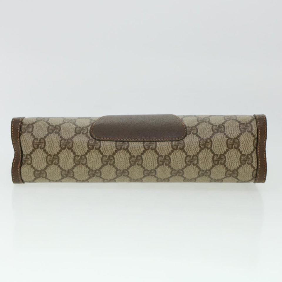 Gucci GG Canvas Web Sherry Line Clutch Bag PVC Leather Beige Red 42431