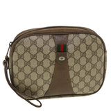 Gucci GG Canvas Web Sherry Line Clutch Bag Beige Red Green 8901034 42585