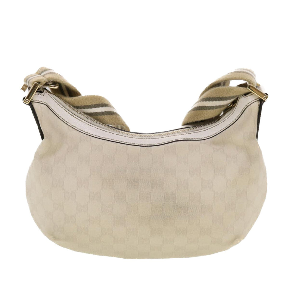 Gucci GG Canvas Sherry Line Shoulder Bag White Green 181092 42713