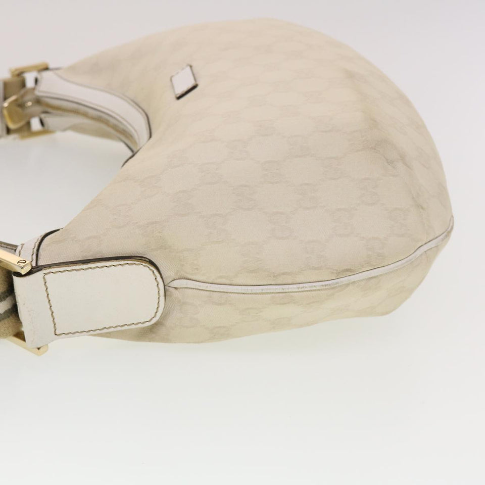 Gucci GG Canvas Sherry Line Shoulder Bag White Green 181092 42713