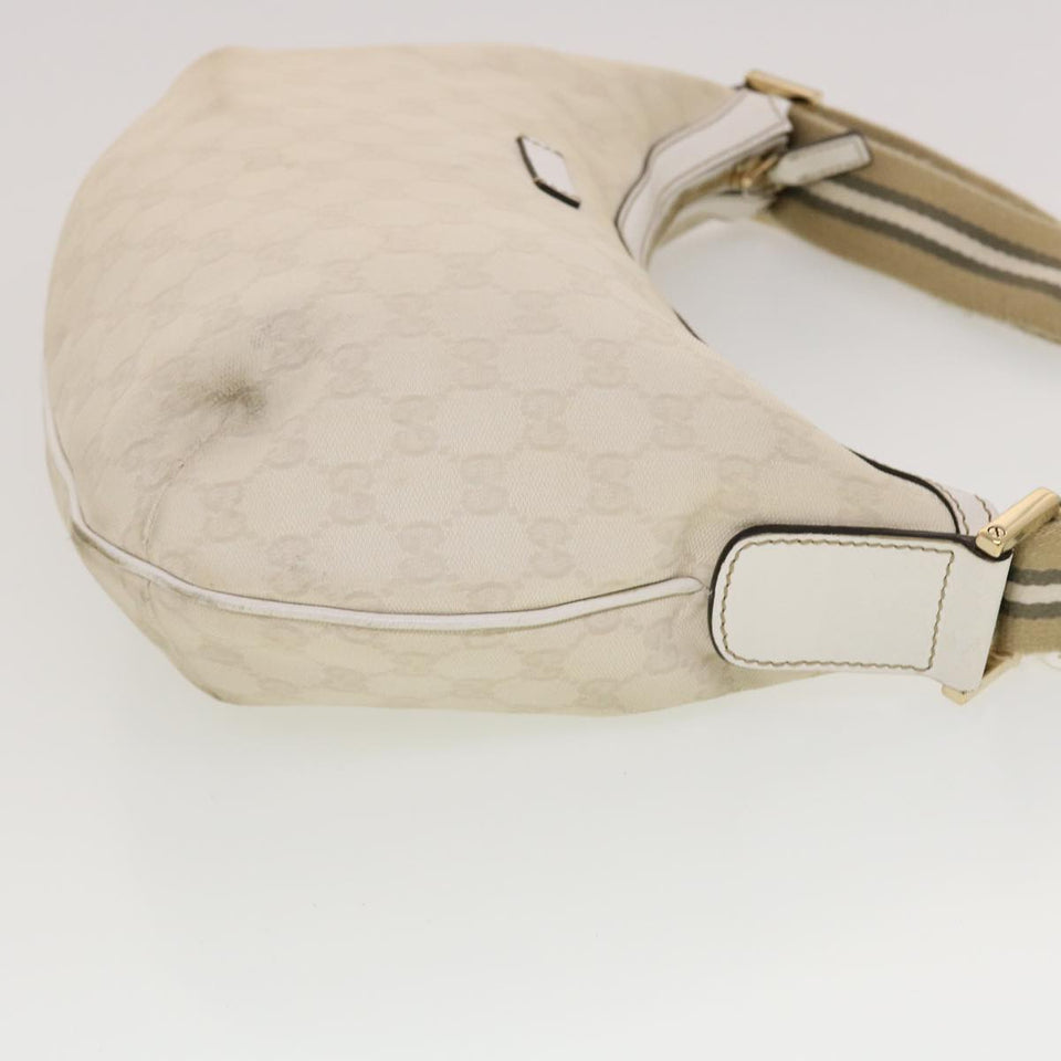 Gucci GG Canvas Sherry Line Shoulder Bag White Green 181092 42713