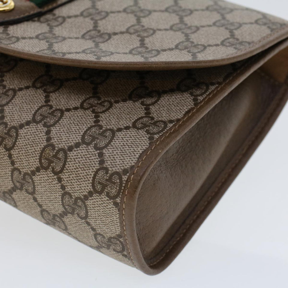 Gucci GG Canvas Web Sherry Line Clutch Bag PVC Leather Beige Red Green 42716