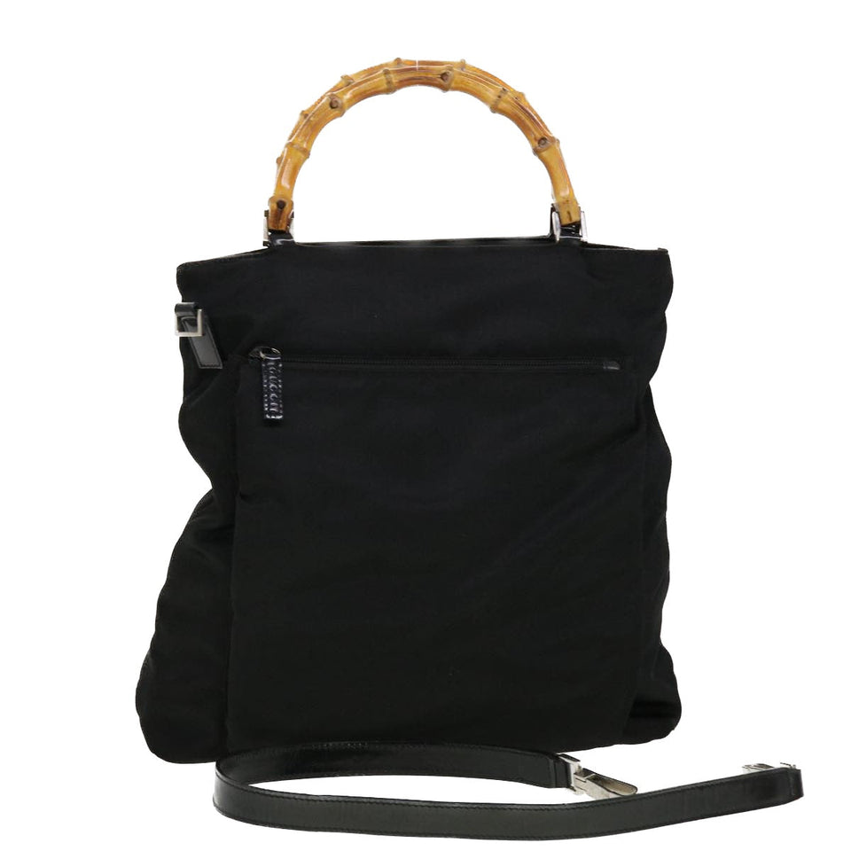 Gucci Bamboo Hand Bag Nylon 2way Black 002.2122.0506 42767