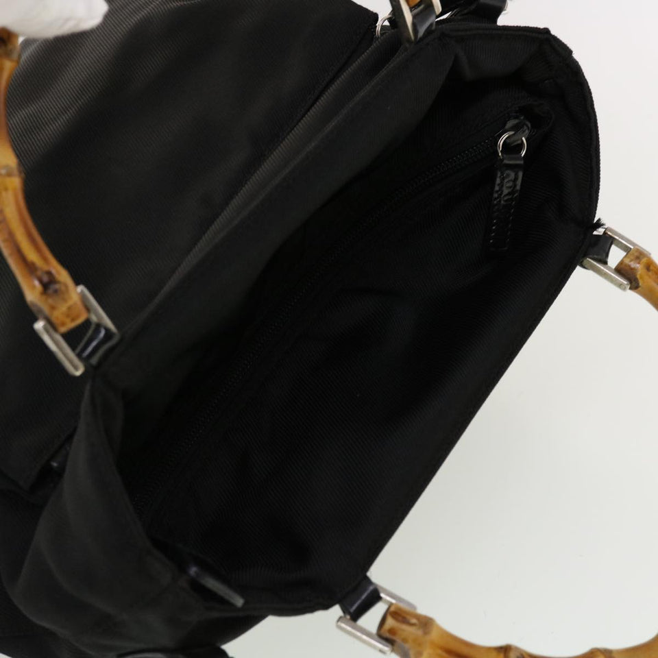 Gucci Bamboo Hand Bag Nylon 2way Black 002.2122.0506 42767