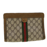 Gucci GG Canvas Web Sherry Line Clutch Bag Beige Red Green 84.01.001 42878
