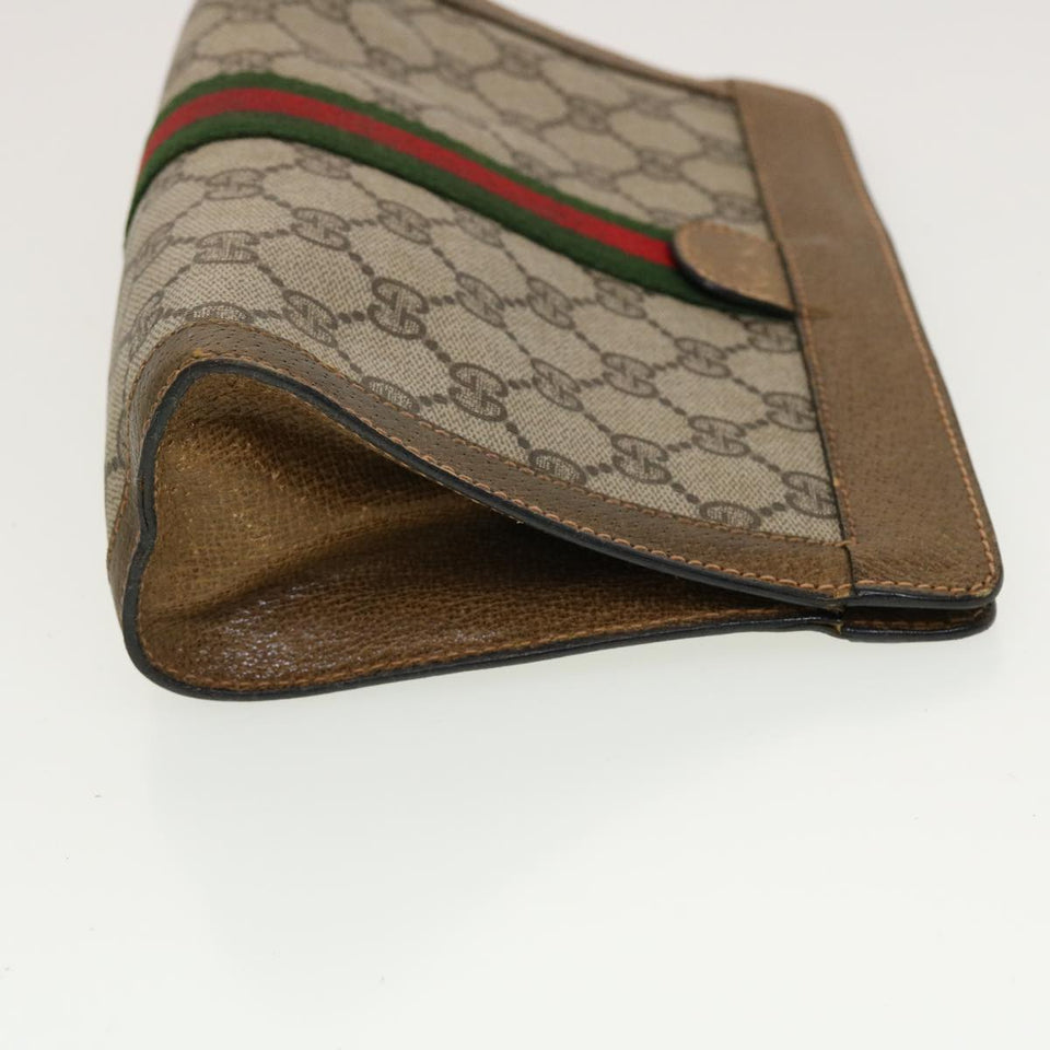 Gucci GG Canvas Web Sherry Line Clutch Bag Beige Red Green 84.01.001 42878