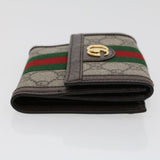 Gucci GG Canvas Web Sherry Line Trifold Wallet PVC Leather Beige Red 42974