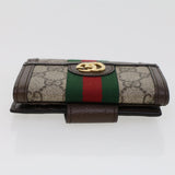 Gucci GG Canvas Web Sherry Line Trifold Wallet PVC Leather Beige Red 42974