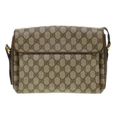 Gucci GG Canvas Web Sherry Line Shoulder Bag PVC Leather Beige Green 43086