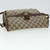 Gucci GG Canvas Web Sherry Line Shoulder Bag PVC Leather Beige Green 43086