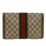 Gucci GG Canvas Web Sherry Line Clutch Bag PVC Leather Beige Green 43089