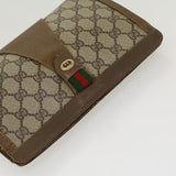 Gucci GG Canvas Web Sherry Line Clutch Bag PVC Leather Beige Green 43090