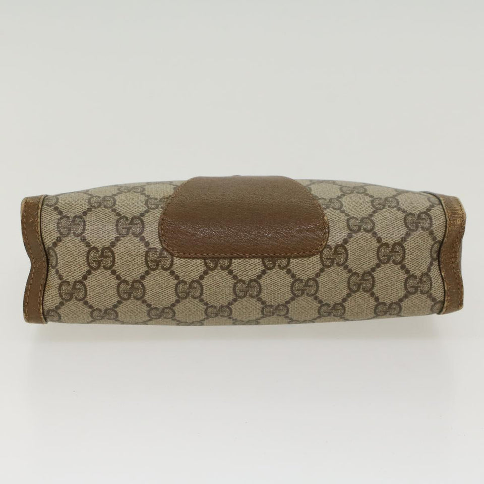 Gucci GG Canvas Web Sherry Line Clutch Bag PVC Leather Beige Green 43090
