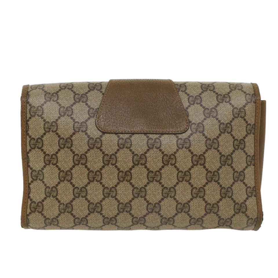 Gucci GG Canvas Web Sherry Line Clutch Bag PVC Leather Beige Green 43092