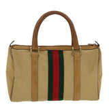 Gucci Web Sherry Line Boston Bag Canvas Beige Red Green 378.012.3841 43210