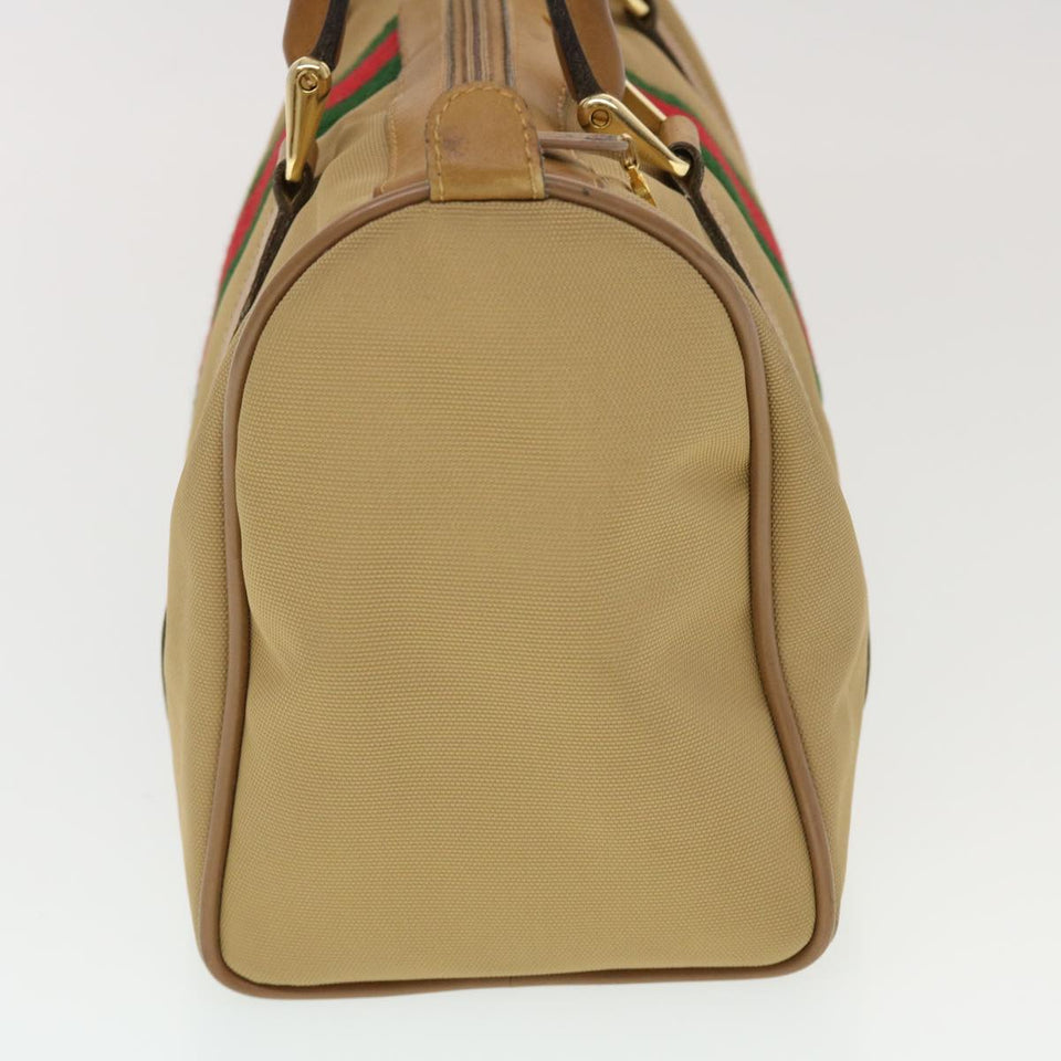 Gucci Web Sherry Line Boston Bag Canvas Beige Red Green 378.012.3841 43210