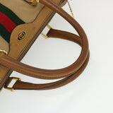 Gucci Web Sherry Line Boston Bag Canvas Beige Red Green 378.012.3841 43210