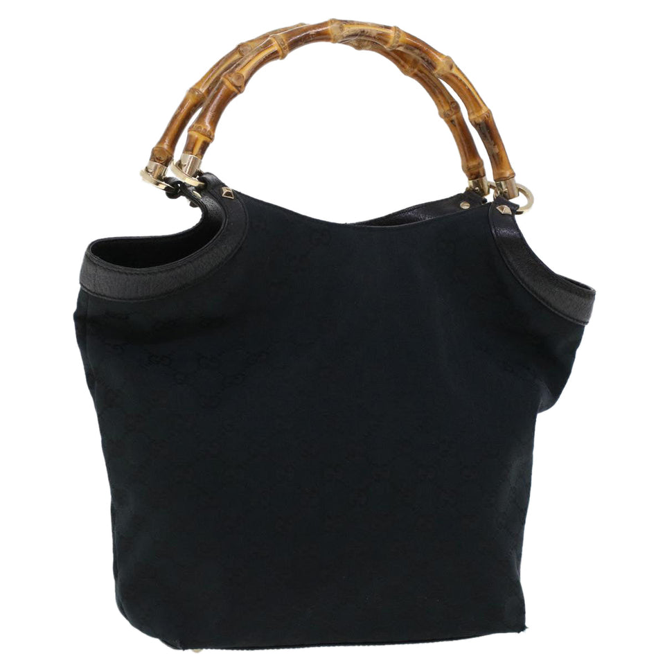 Gucci GG Canvas Bamboo Hand Bag Black 137394 43264