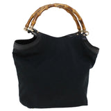 Gucci GG Canvas Bamboo Hand Bag Black 137394 43264