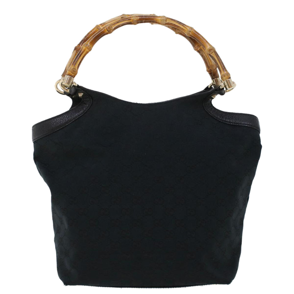 Gucci GG Canvas Bamboo Hand Bag Black 137394 43264