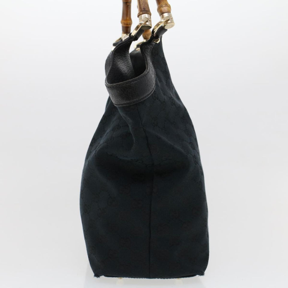 Gucci GG Canvas Bamboo Hand Bag Black 137394 43264
