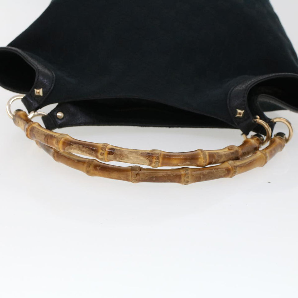 Gucci GG Canvas Bamboo Hand Bag Black 137394 43264
