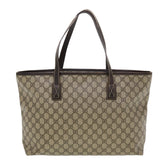 Gucci GG Canvas Tote Bag PVC Leather Beige 211137 43270