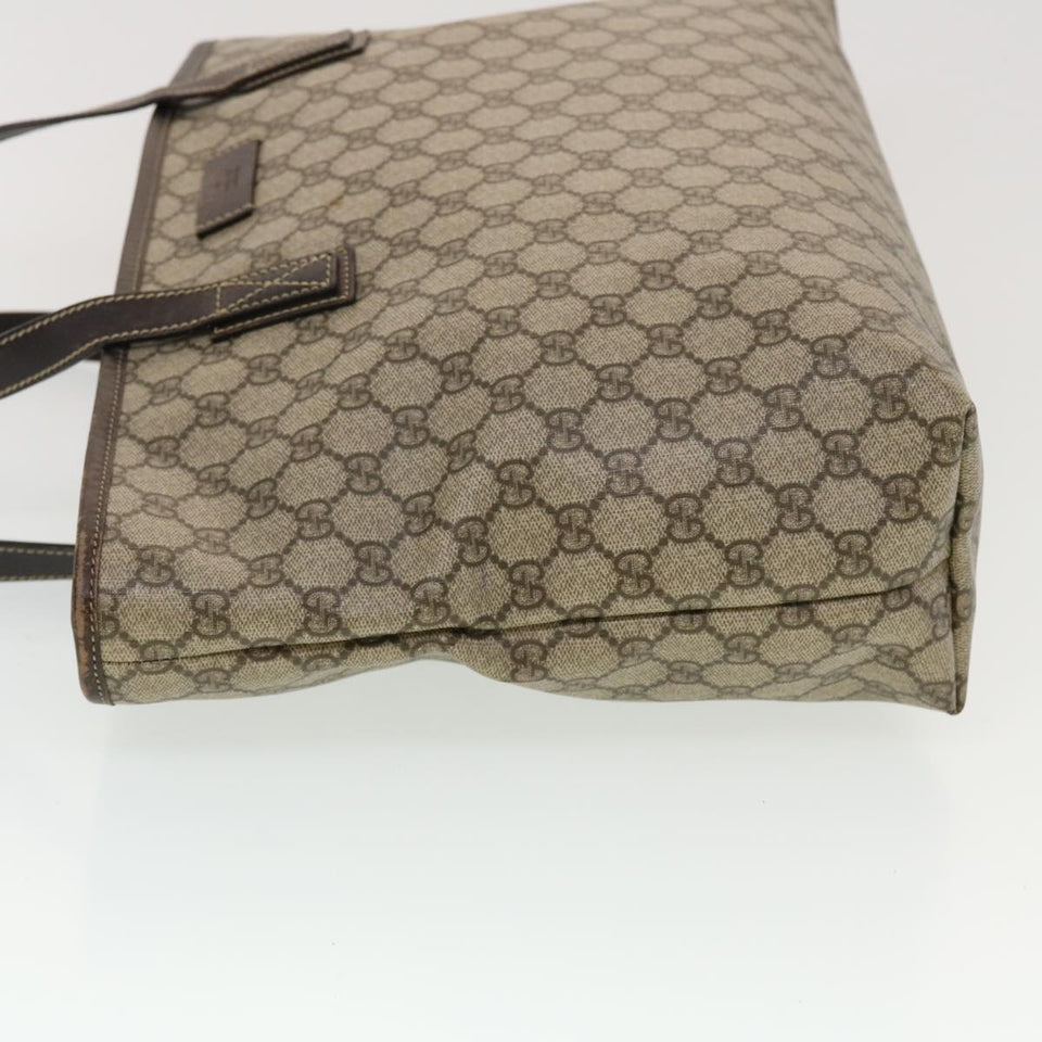 Gucci GG Canvas Tote Bag PVC Leather Beige 211137 43270
