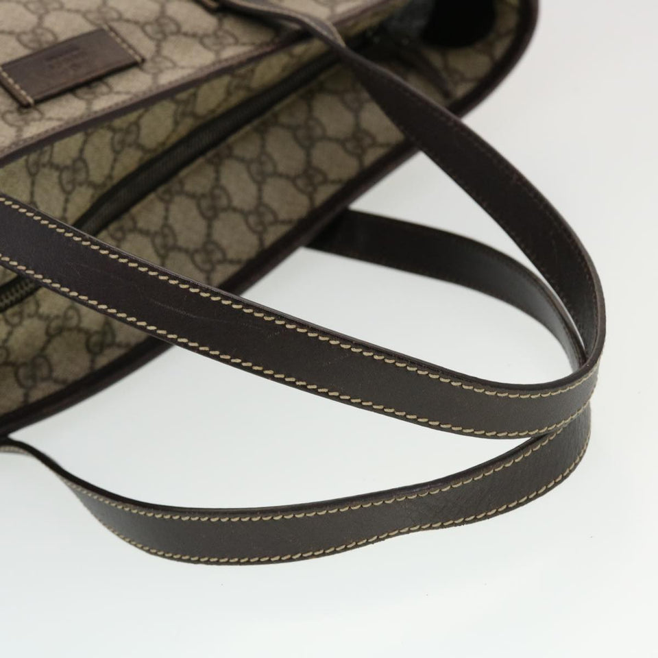 Gucci GG Canvas Tote Bag PVC Leather Beige 211137 43270