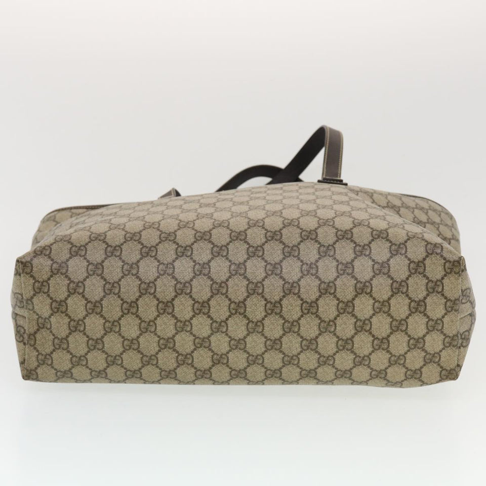 Gucci GG Canvas Tote Bag PVC Leather Beige 211137 43270