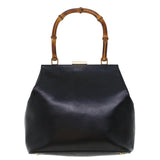 Gucci Bamboo Clasp Hand Bag Leather Black 000.781.0295 43320