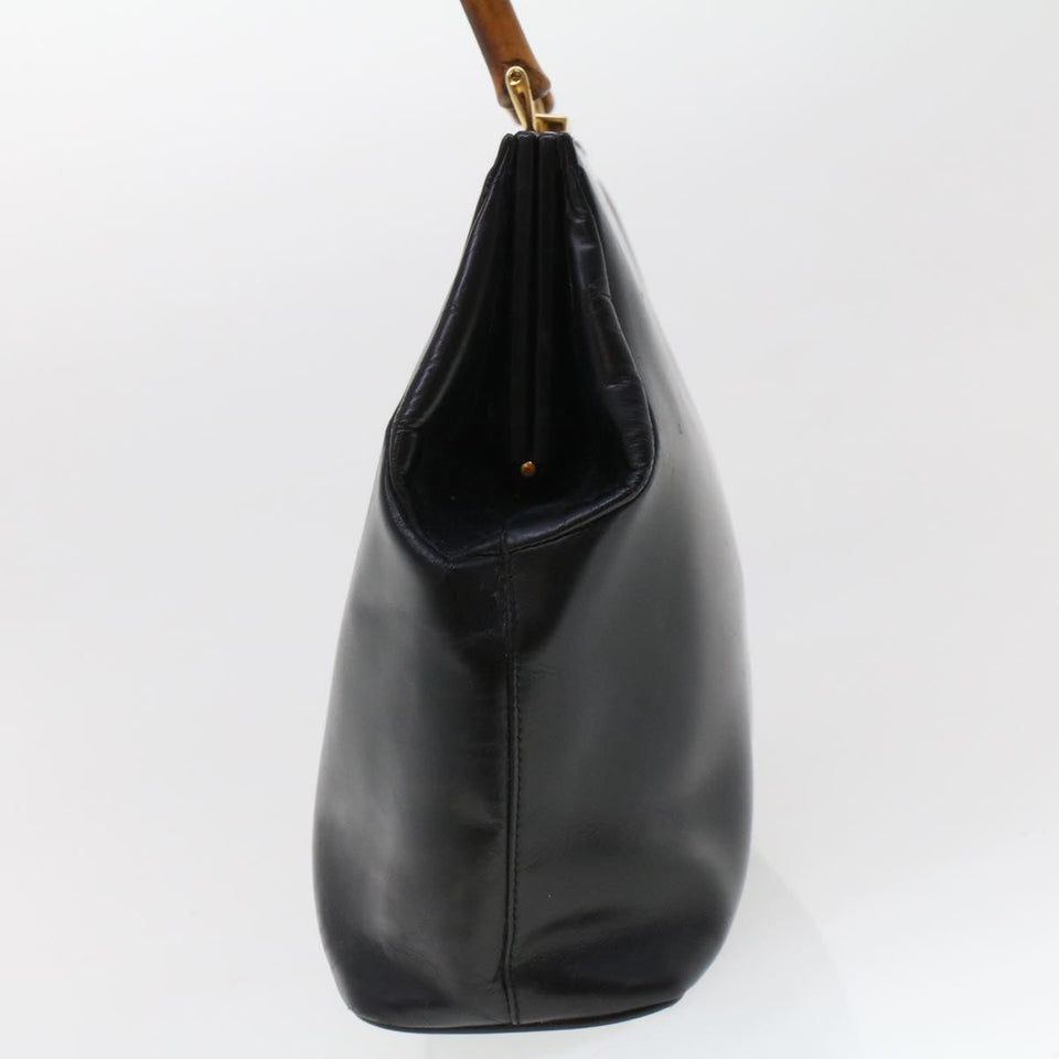 Gucci Bamboo Clasp Hand Bag Leather Black 000.781.0295 43320