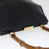 Gucci Bamboo Clasp Hand Bag Leather Black 000.781.0295 43320