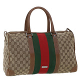 Gucci GG Canvas Web Sherry Line Boston Bag Beige Red 2122.000.5301 43326